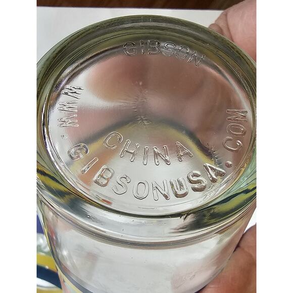 Set Of Four Fruit And Striped Vintage Gibson Glasses Signed Exc CondRetro ESTATE - Picture 7 of 11